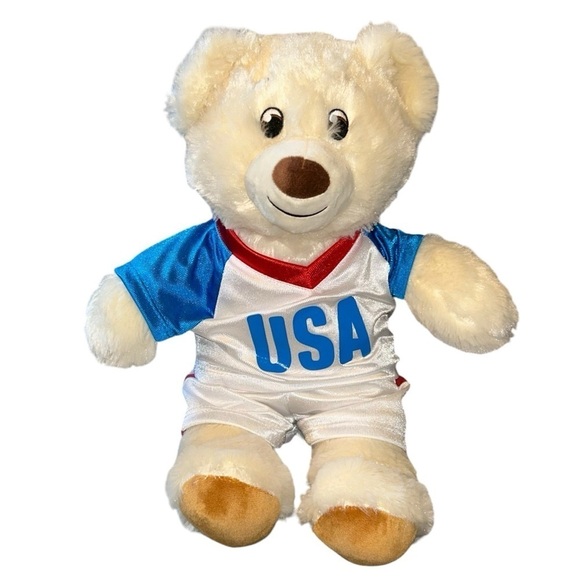 Build-A-Bear Workshop USA Olympic White Teddy Bear - Picture 1 of 5